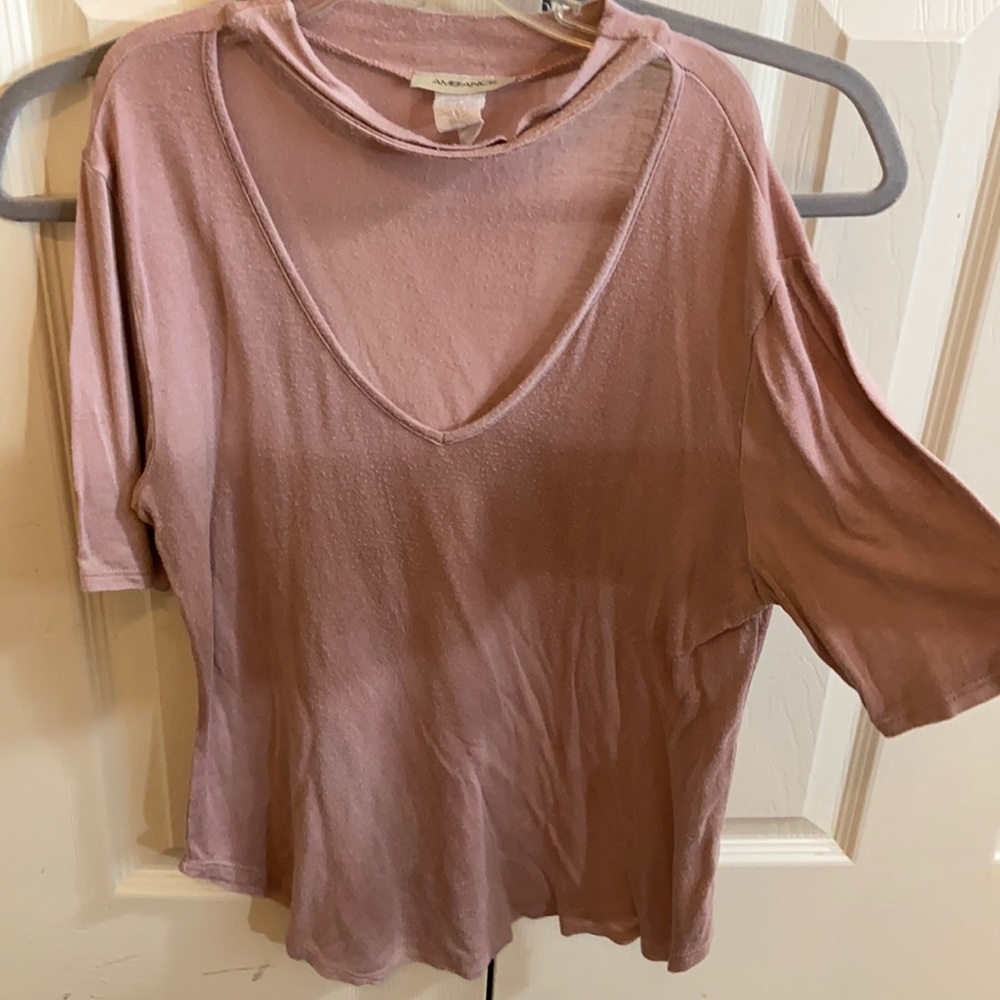 Pink v-neck blouse